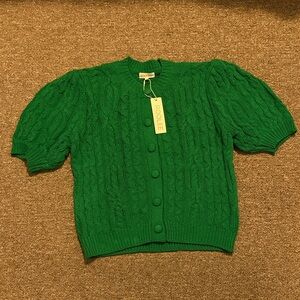 NWT Roolee Kelly green short sleeved cardigan